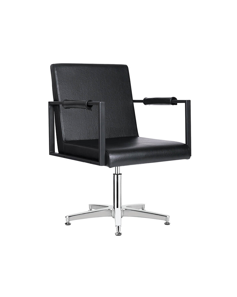 Harper - Black waiting chair - chrome cross leg